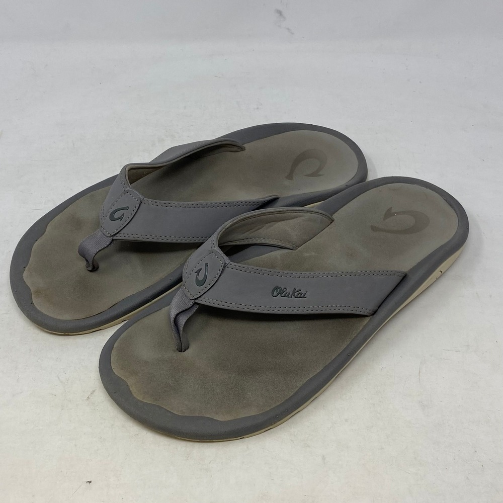 OluKai Ohana Mens Flip Flop Sandals Charcoal Grey 10110A-SJSJ Size 10